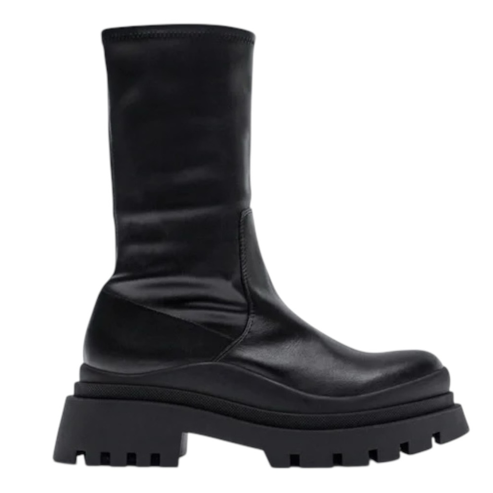 Zara Black Chunky Lug Sole Ankle Boots